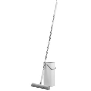 2-in-1 Hands-Free PVA Sponge Mop with Bucket, Absorbent & Self-Wringing