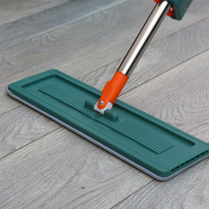 Hands-Free Flat Mop Set with Stainless Steel Handle, Absorbent Floor Cleaning System - Image 3