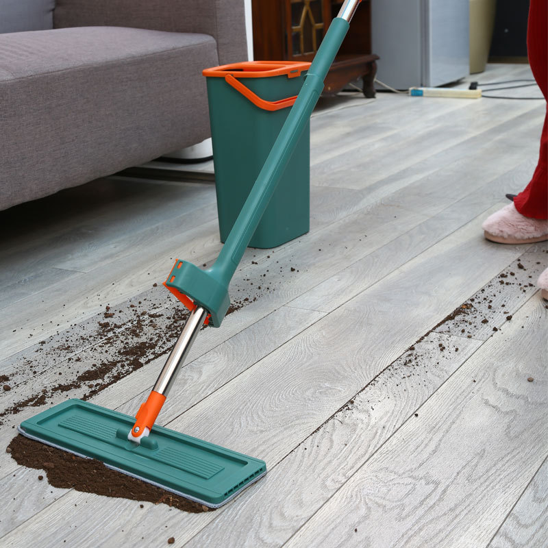 Hands-Free Flat Mop Set with Stainless Steel Handle, Absorbent Floor Cleaning System - Image 5