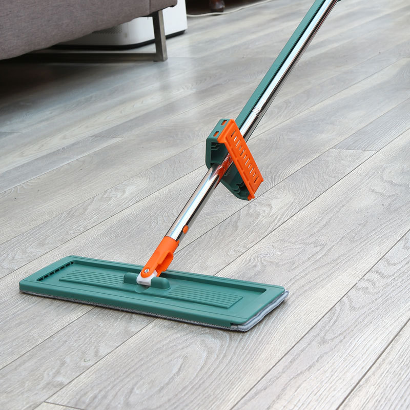 Hands-Free Flat Mop Set with Stainless Steel Handle, Absorbent Floor Cleaning System - Image 2