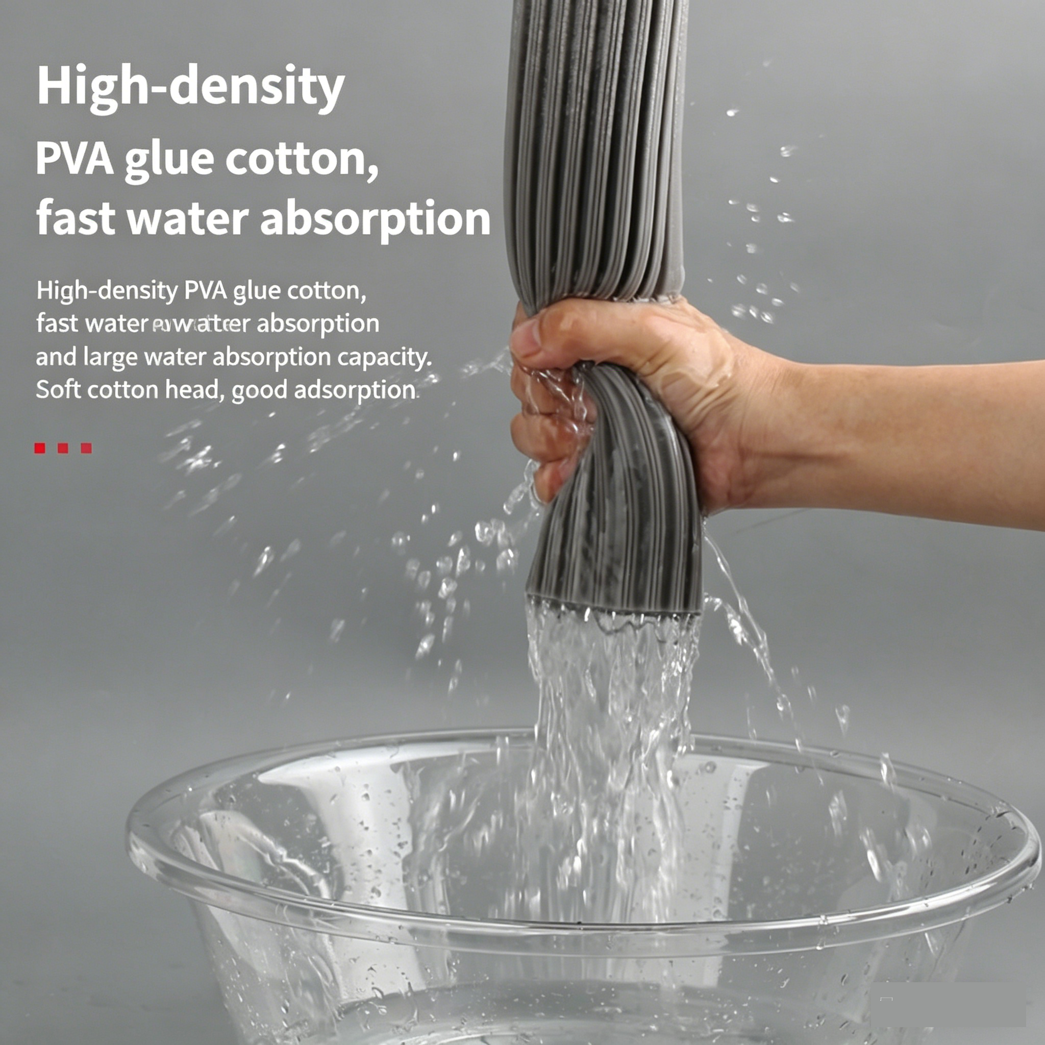 2-in-1 Hands-Free PVA Sponge Mop with Bucket, Absorbent & Self-Wringing - Image 2