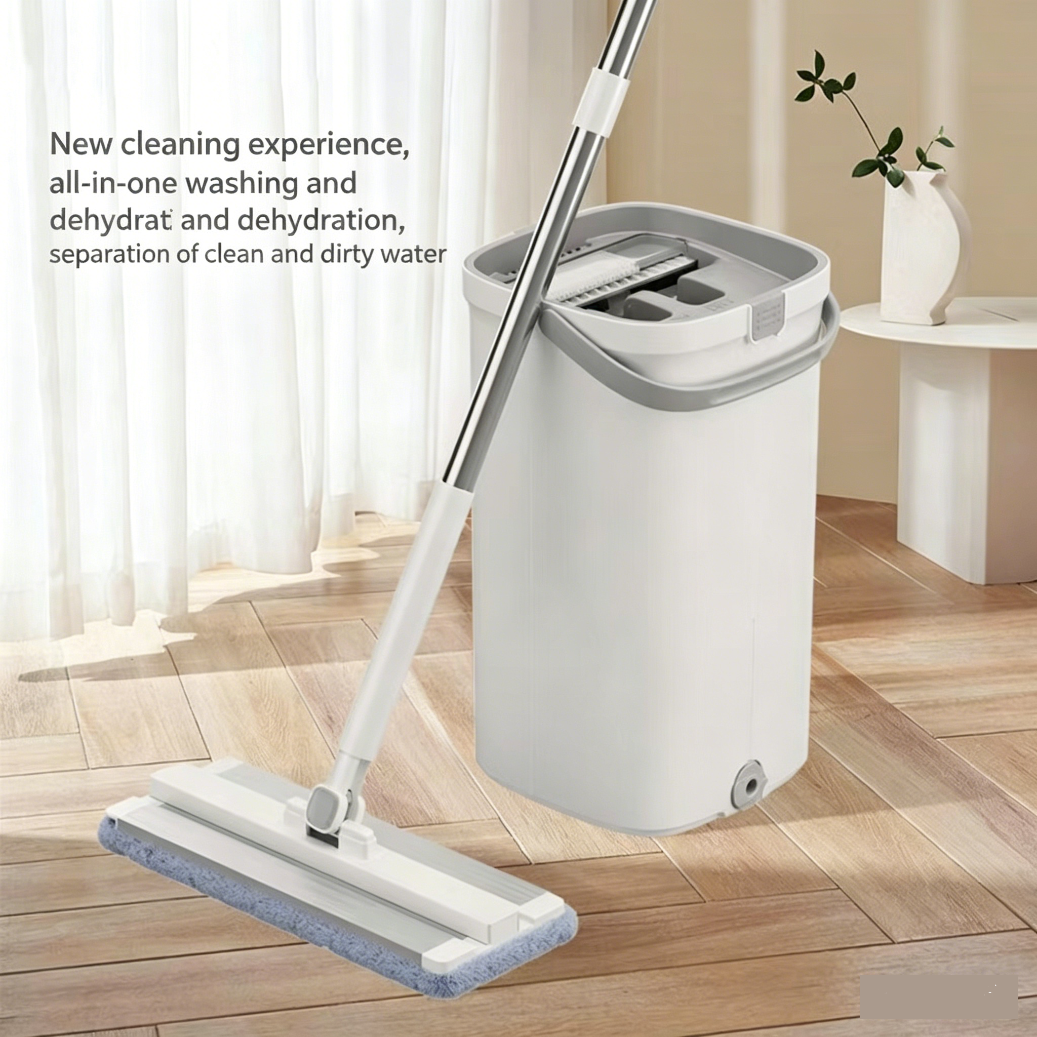 Hands-Free Flat Mop with Clean & Dirty Water Separation, Wet & Dry Use - Image 3